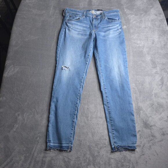 Adriano Goldschmied Stevie Ankle Slim Straight Jeans 29 Distressed Released Hem - Picture 4 of 9